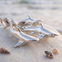 Grey Reef Sharks Trio Necklace - Ocean In Motion Collection - Sterling Silver