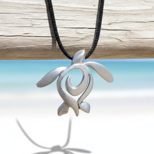 Sea Turtle Necklace – Ocean Traveler Collection - Recycled Pewter on Cotton Cord