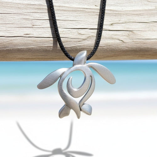 Sea Turtle Necklace – Ocean Traveler Collection - Recycled Pewter on Cotton Cord