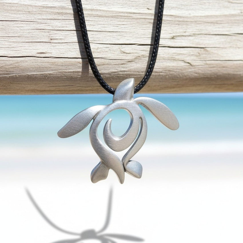 Sea Turtle Necklace – Ocean Traveler Collection - Recycled Pewter on Cotton Cord