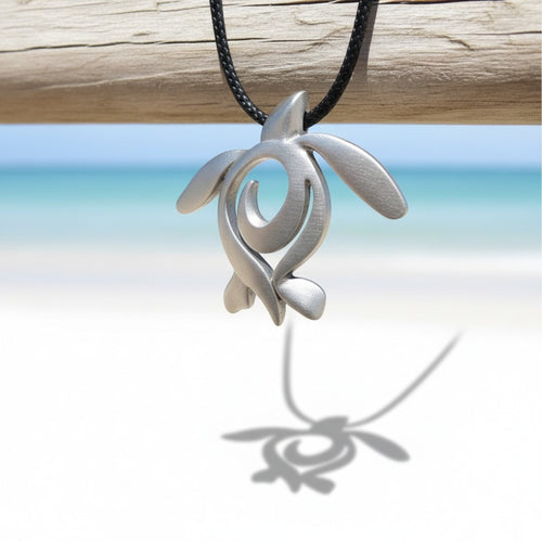 Sea Turtle Necklace – Ocean Traveler Collection - Recycled Pewter on Cotton Cord