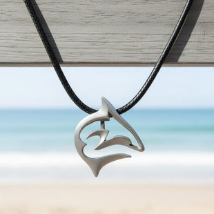 Shark Necklace - "Frenzy" - Pewter on Cord