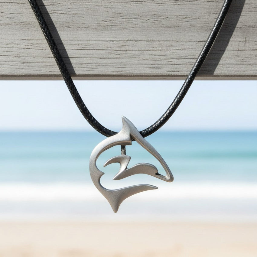 Shark Necklace - "Frenzy" - Pewter on Cord