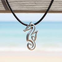 Seahorse Necklace - "Polo" - Pewter on Eco Cord