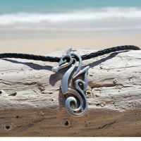 Seahorse Necklace - "Polo" - Pewter on Eco Cord