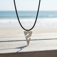 Line Arrow Pendant on Cord Necklace– Cave Diving Collection - Pewter on Eco Cord