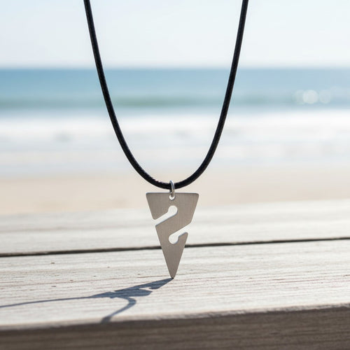 Line Arrow Pendant on Cord Necklace– Cave Diving Collection - Pewter on Eco Cord