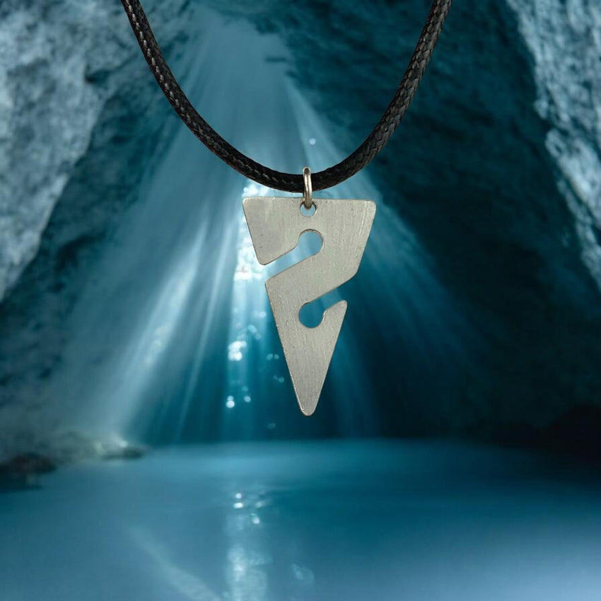 Line Arrow Pendant on Cord Necklace– Cave Diving Collection - Pewter on Eco Cord