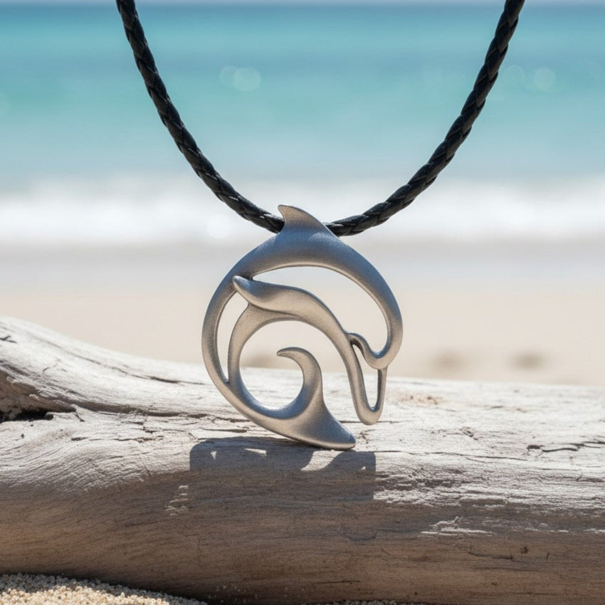 Dolphin Cord Necklace – "Flipper" – Pewter