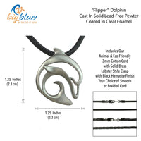 Dolphin Cord Necklace – "Flipper" – Pewter