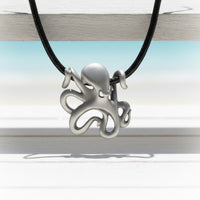 Octopus Pendant Necklace – "Leggs" - Pewter on Cotton Cord