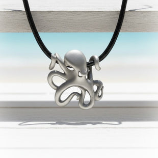 Octopus Pendant Necklace – "Leggs" - Pewter on Cotton Cord