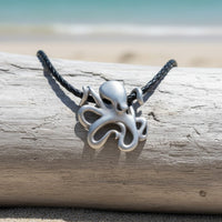 Octopus Pendant Necklace – "Leggs" - Pewter on Cotton Cord