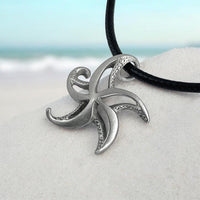 Starfish Necklace - "Starry" - Pewter on Cord