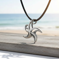 Starfish Necklace - "Starry" - Pewter on Cord