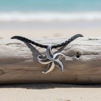 Starfish Necklace - "Starry" - Pewter on Cord