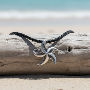 Starfish Necklace - "Starry" - Pewter on Cord