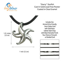 Starfish Necklace - "Starry" - Pewter on Cord