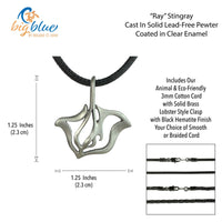 Stingray Necklace - "Ray" - Pewter on Cord