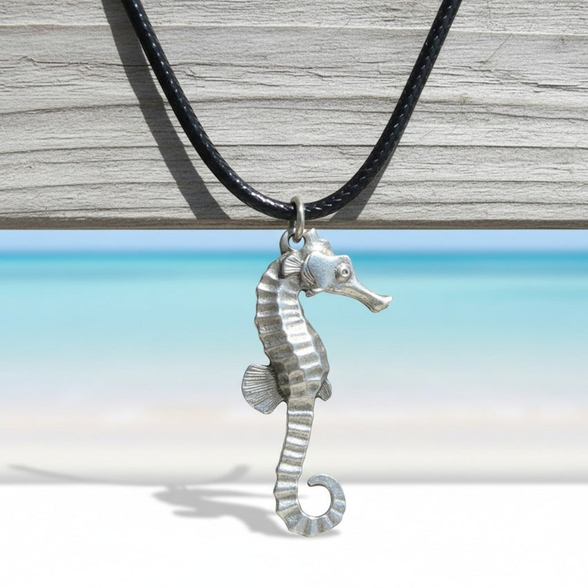Seahorse Necklace – Sealife Collection – Pewter Pendant on Cord