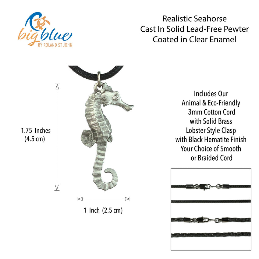 Seahorse Necklace – Sealife Collection – Pewter Pendant on Cord