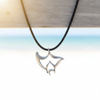 Manta Ray Cord Necklace - "Big Ray" - Pewter on Eco Cord