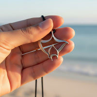 Manta Ray Cord Necklace - "Big Ray" - Pewter on Eco Cord