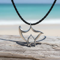 Manta Ray Cord Necklace - "Big Ray" - Pewter on Eco Cord