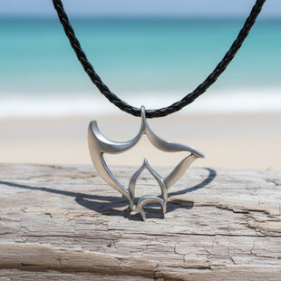 Manta Ray Cord Necklace - "Big Ray" - Pewter on Eco Cord