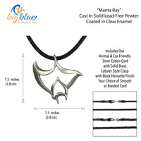 Manta Ray Cord Necklace - "Big Ray" - Pewter on Eco Cord