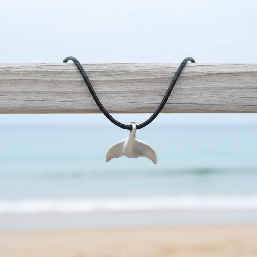 Whale Tail / Fluke Pendant – Sealife Collection - Recycled Pewter on Cotton Cord