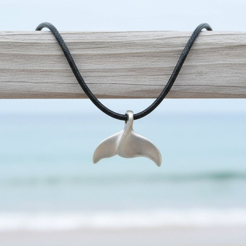 Whale Tail / Fluke Pendant – Sealife Collection - Recycled Pewter on Cotton Cord