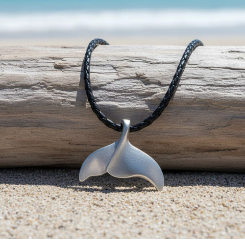 Whale Tail / Fluke Pendant – Sealife Collection - Recycled Pewter on Cotton Cord