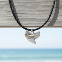 Shark Tooth Necklace – “Emma” Tiger Shark - Pewter on Cord