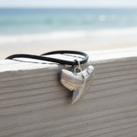 Shark Tooth Necklace – “Emma” Tiger Shark - Pewter on Cord