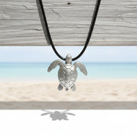 Sea Turtle Necklace- Sealife Collection - Pewter on Cord