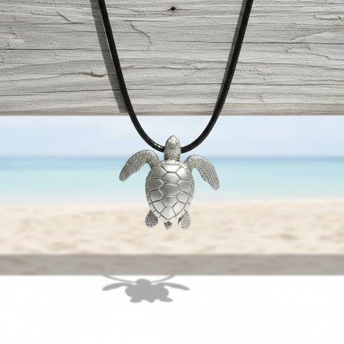 Sea Turtle Necklace- Sealife Collection - Pewter on Cord