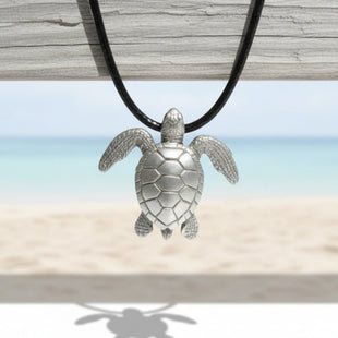 Sea Turtle Necklace- Sealife Collection - Pewter on Cord