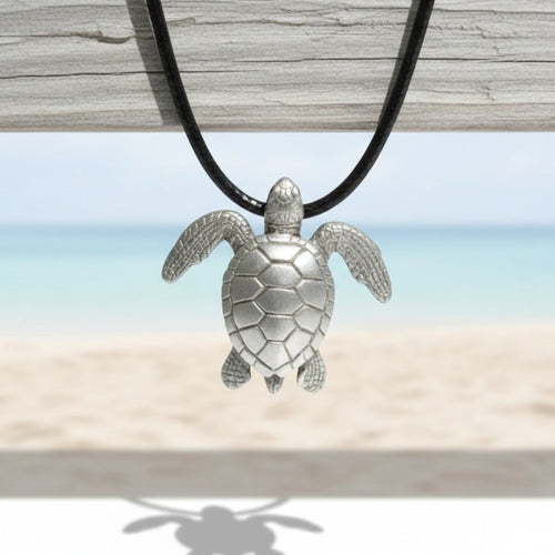 Sea Turtle Necklace- Sealife Collection - Pewter on Cord