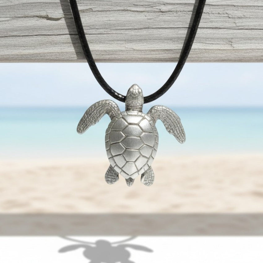 Sea Turtle Necklace- Sealife Collection - Pewter on Cord