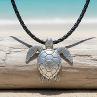 Sea Turtle Necklace- Sealife Collection - Pewter on Cord