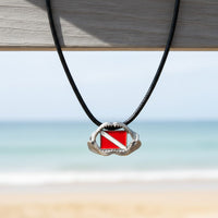 Shark Jaw Necklace with Dive Flag – Diver’s Collection – Pewter Pendant
