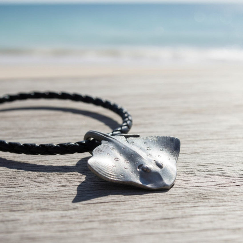 Stingray Cord Necklace- Sealife Collection - Pewter