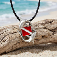 Sharks and Dive Flag Necklace – Diver’s Collection – Pewter