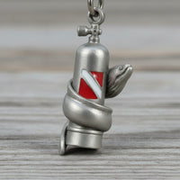 Moray Eel & Scuba Tank Necklace – Pewter on Black Cotton Cord