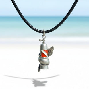 Moray Eel & Scuba Tank Necklace – Pewter on Black Cotton Cord
