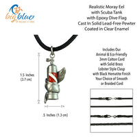 Moray Eel & Scuba Tank Necklace – Pewter on Black Cotton Cord