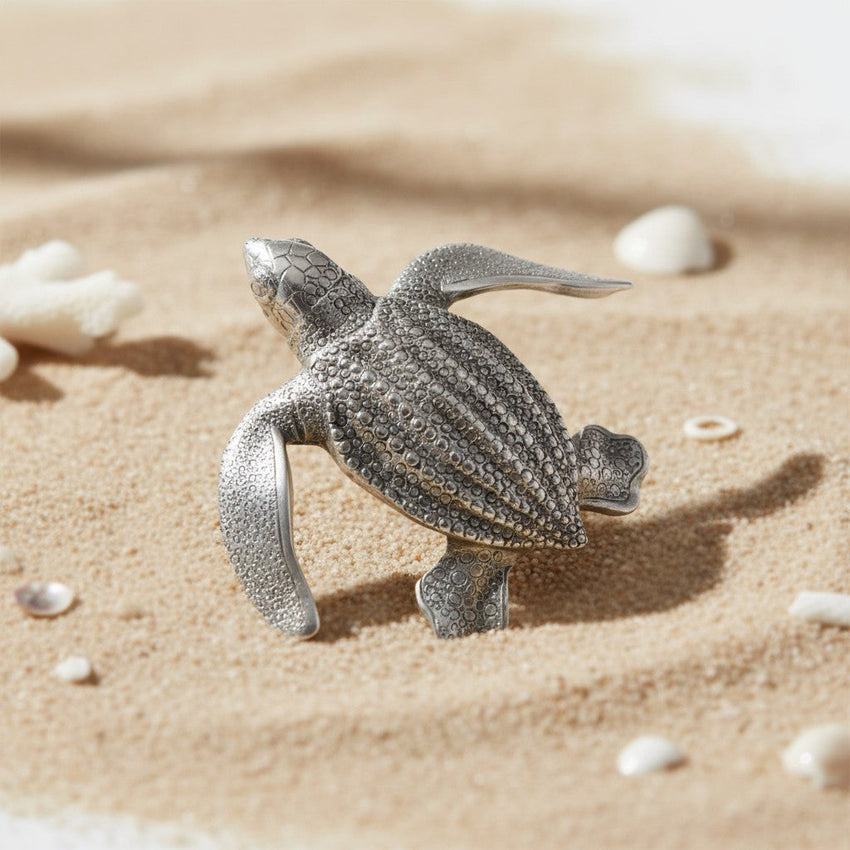 Leatherback Turtle Hatchling Pin - Sea Life Collection - Lead-Free Pewter