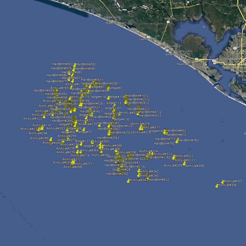 Panama City Beach Fishing Spots - Offshore Numbers
