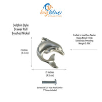 Dolphin Drawer Pull/Knob – Home Decor – Pewter with Nickel or Brass Finish